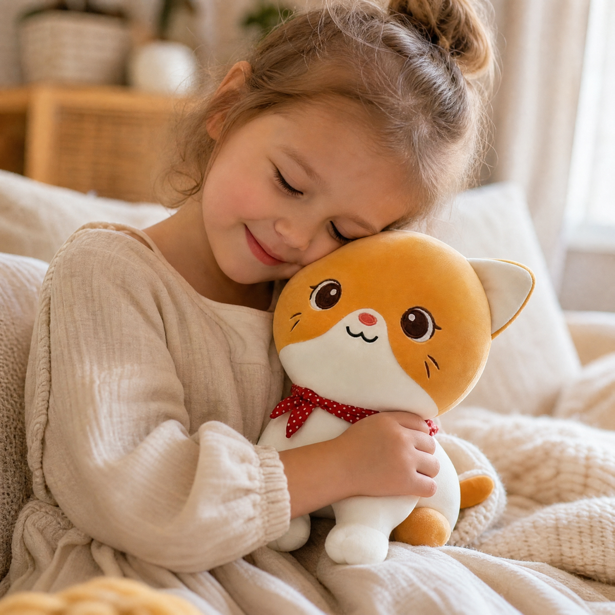 Peluche Gattino Rosso con Foulard - Utilizzo cosy in interno