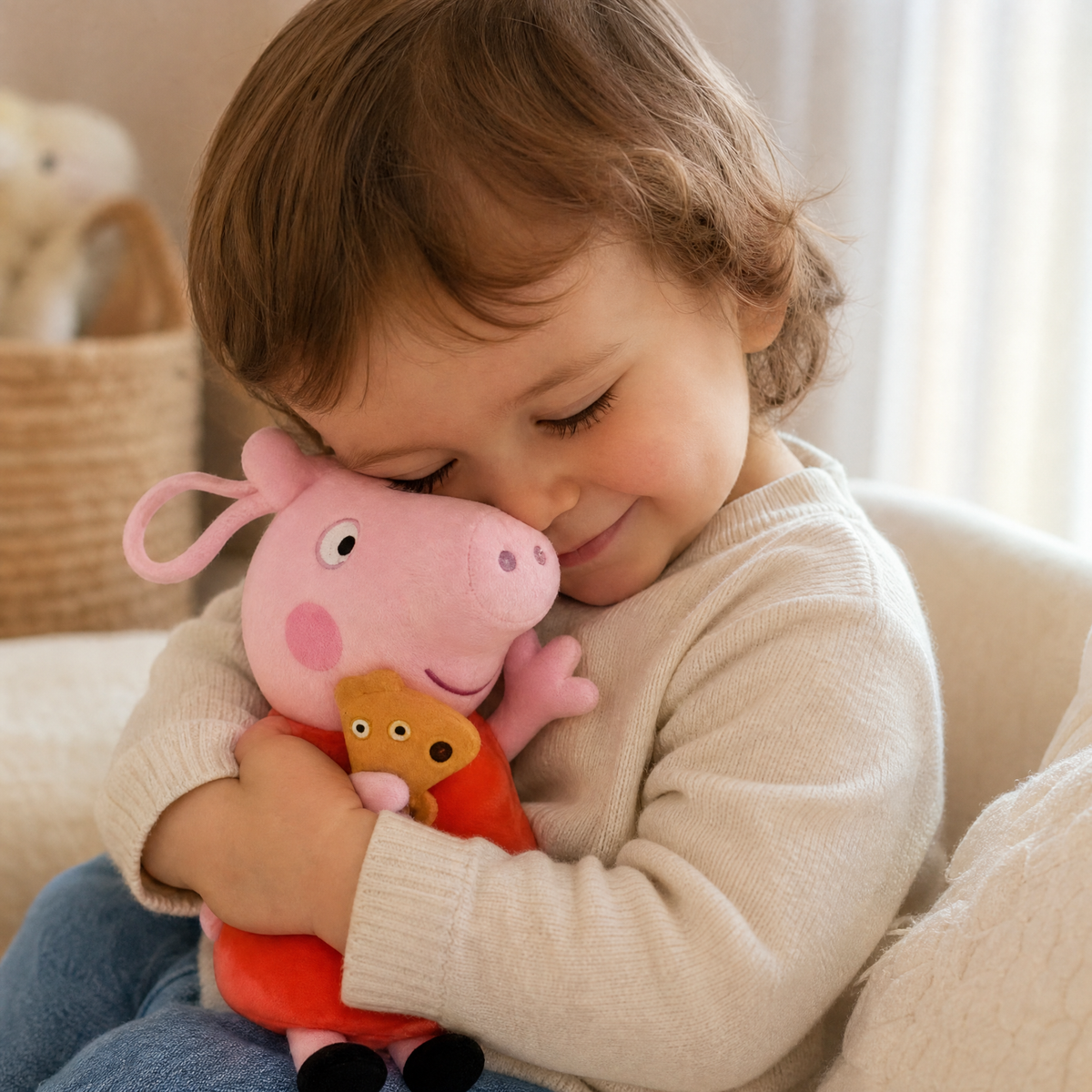Peluche Maialino Rosa Seduto con Orsetto - Utilizzo cosy in interno
