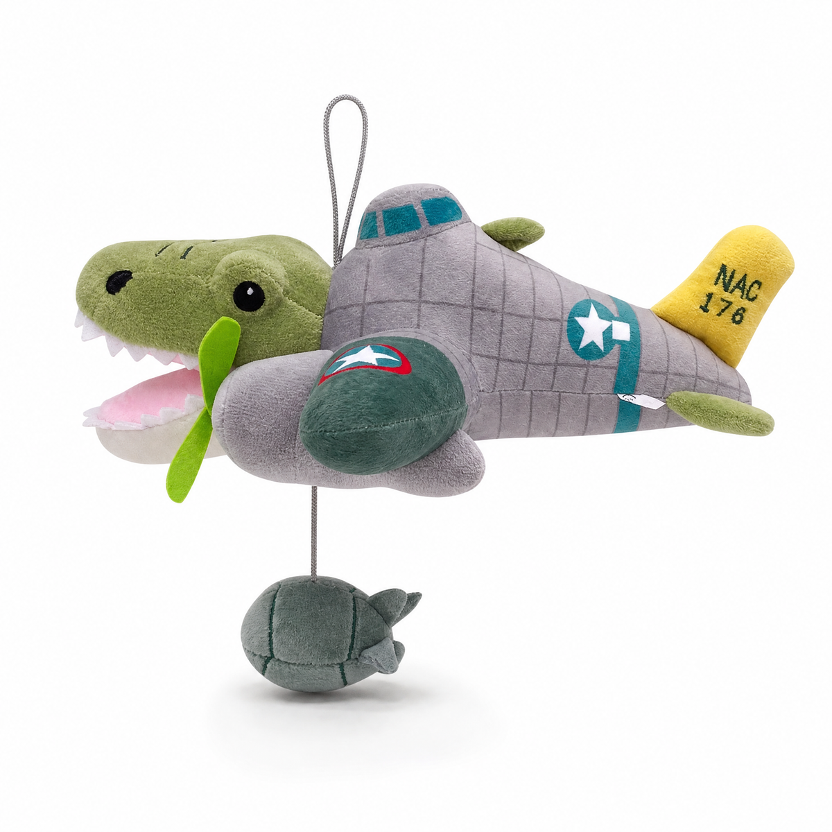 Peluche Coccodrillo Aereo da Guerra Bombardiro - Sfondo bianco frontale