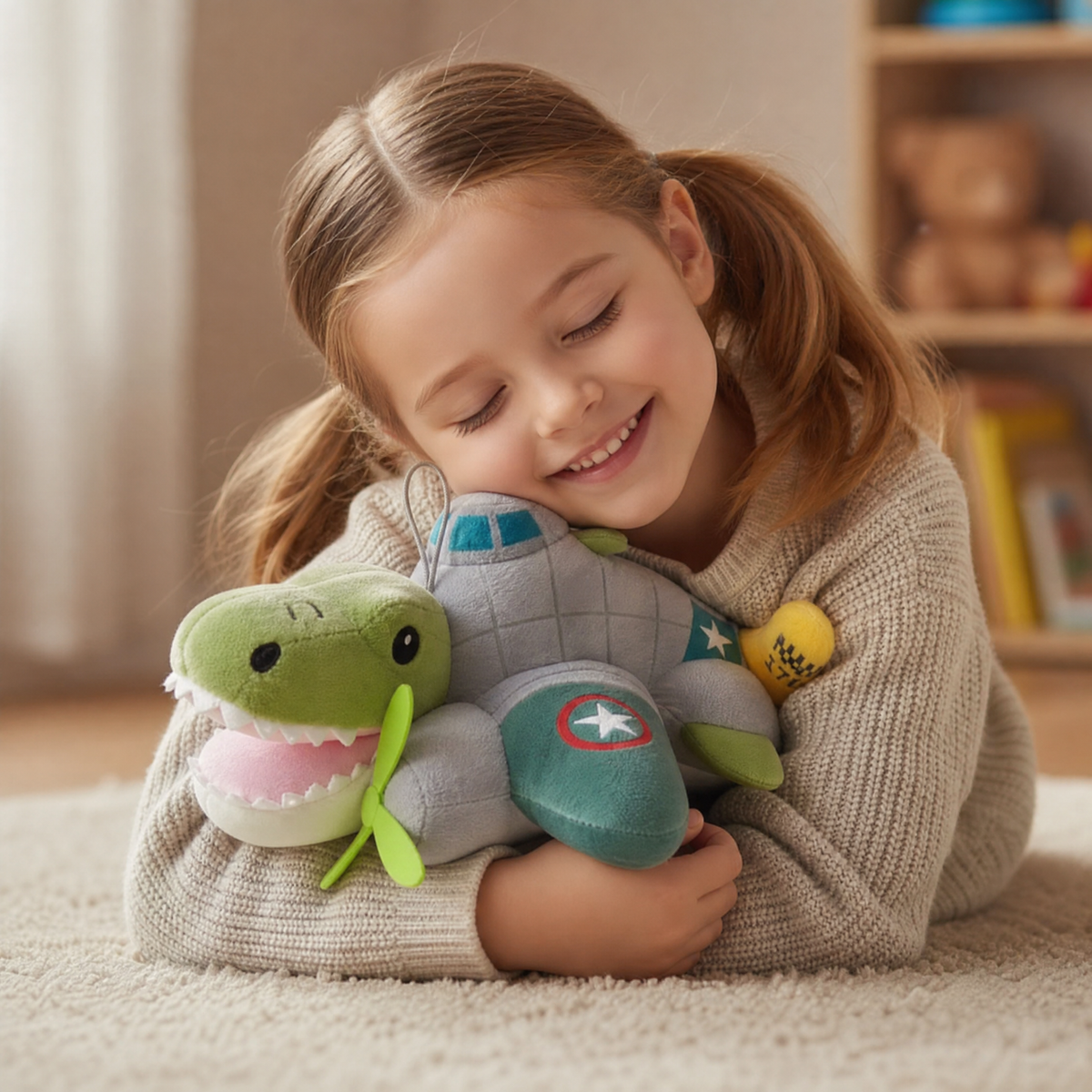 Peluche Coccodrillo Aereo da Guerra Bombardiro - Uso cosy in interni