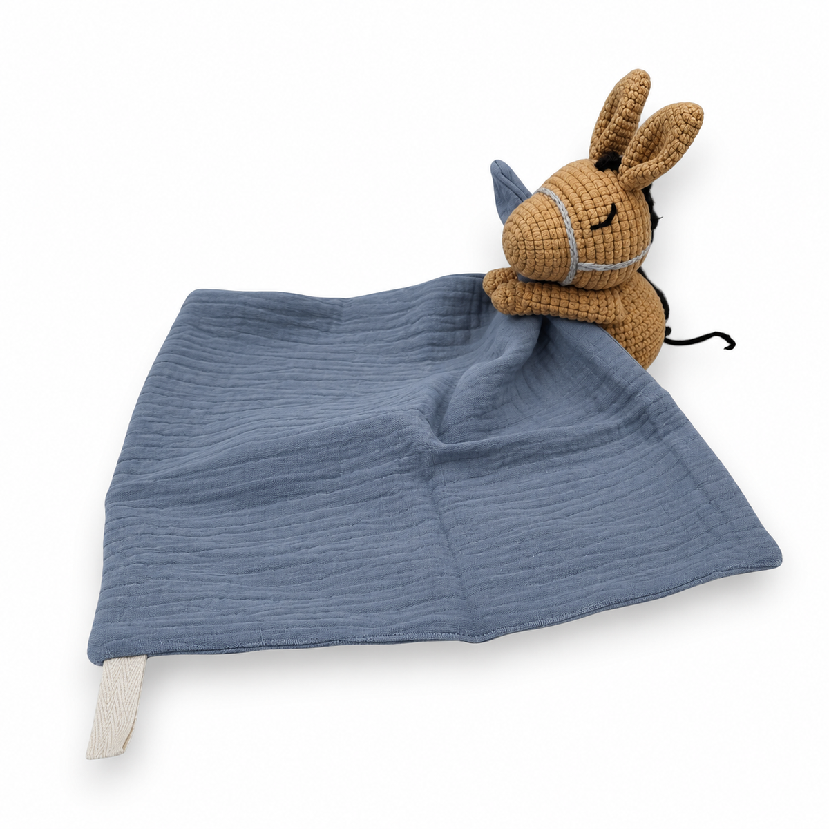 Doudou peluche testa cavallo per neonati - sfondo bianco Angolo