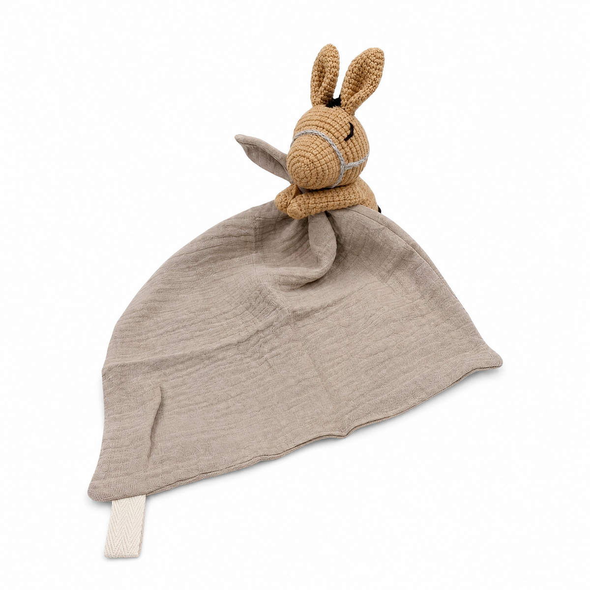 Doudou peluche testa cavallo per neonati - Marrone