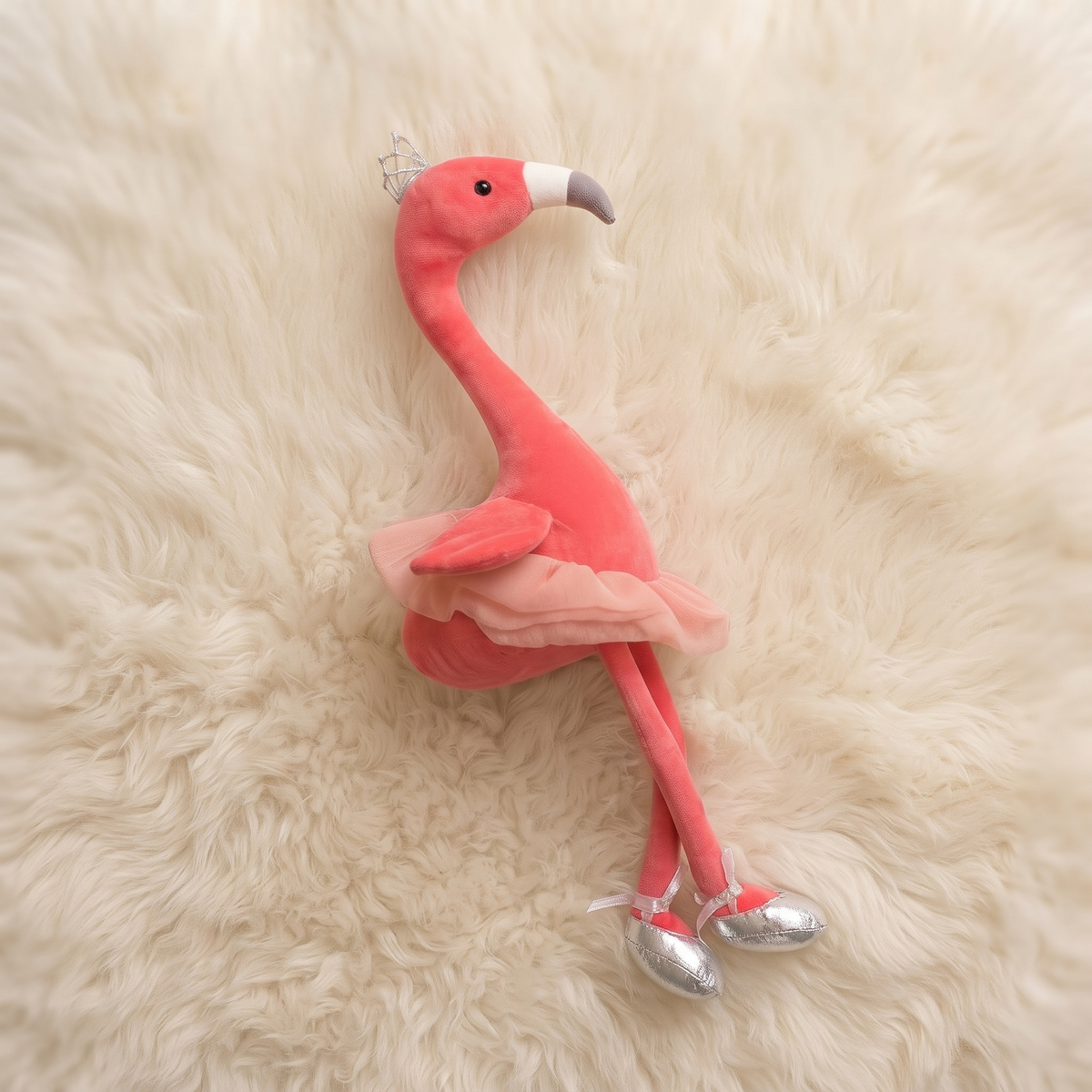 Peluche fenicottero rosa 35cm corona morbido - Dettaglio del materiale