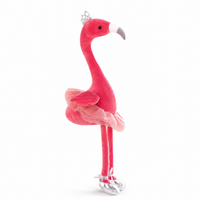 Peluche fenicottero rosa 35cm corona morbido - Sfondo bianco frontale