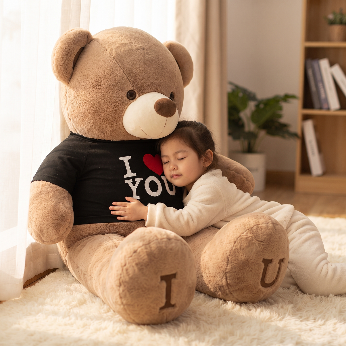 Peluche gigante orso I Love You - utilizzo accogliente in un interno