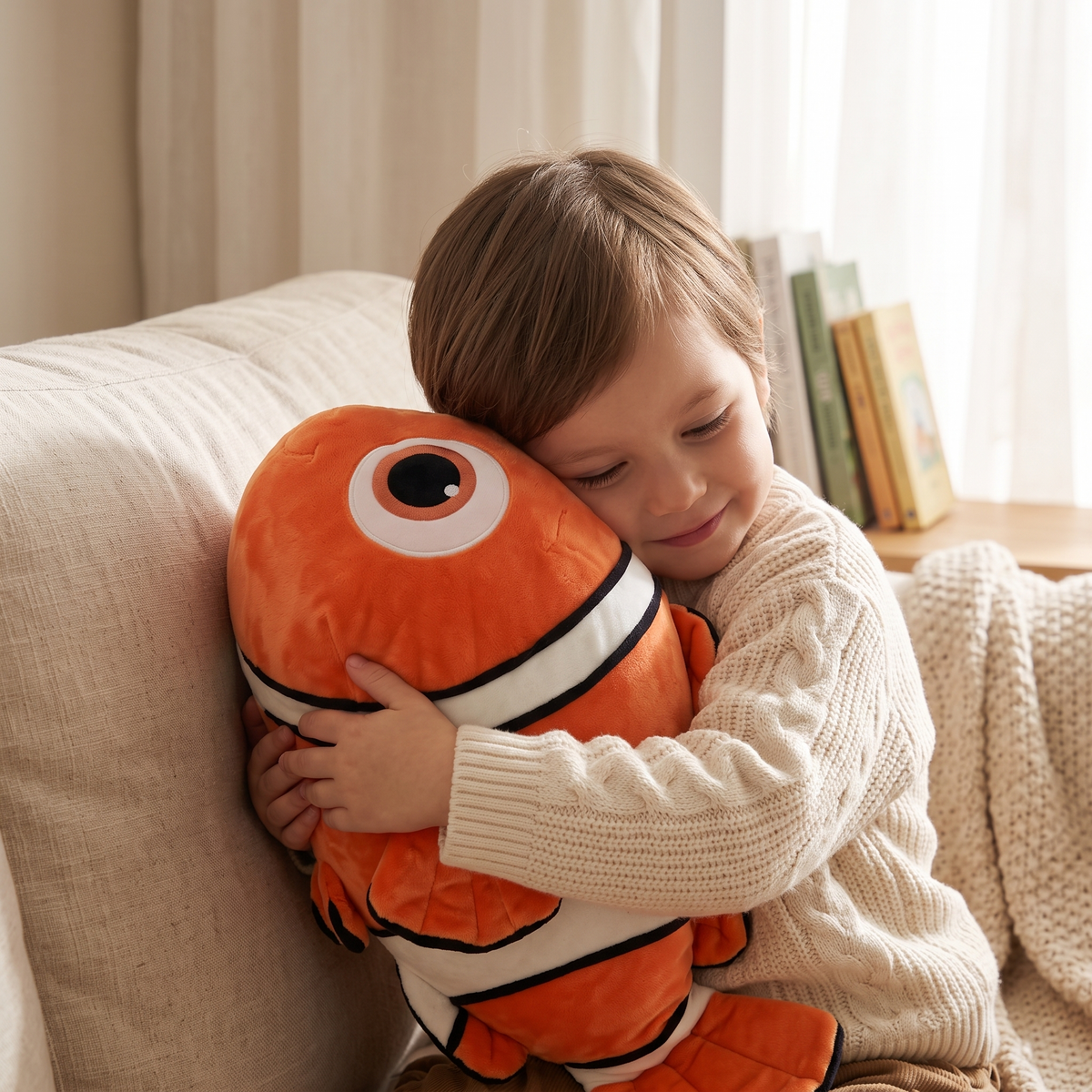 Peluche Gigante Pesce Pagliaccio Nemo 50 cm - Utilizzo cosy in casa