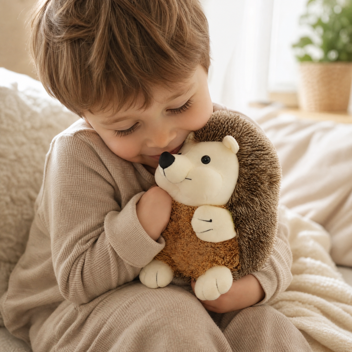 Peluche Riccio con Gilet Marrone 18cm - Utilizzo cosy interno