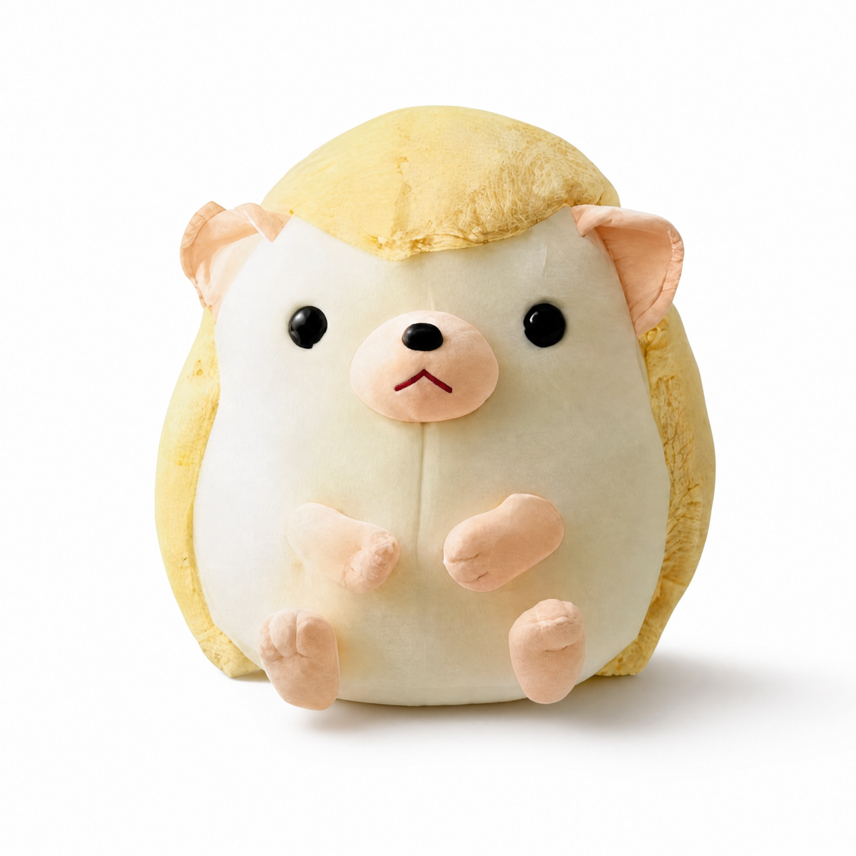 Peluche Riccio Kawaii Giallo e Beige - Sfondo bianco frontale