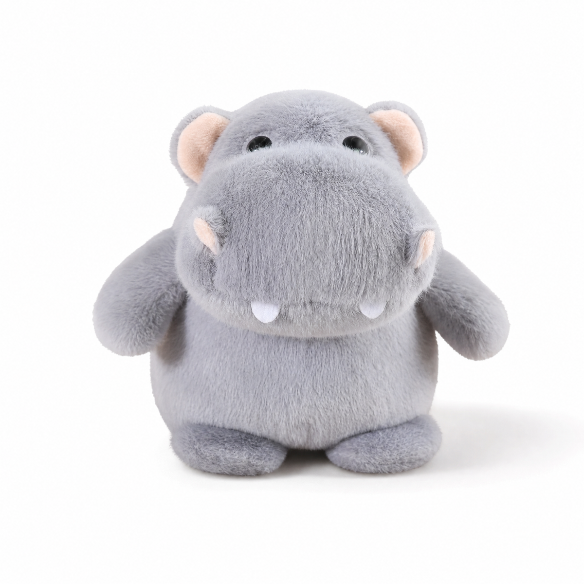 Peluche Ippopotamo Grigio in Tre Taglie - Sfondo bianco frontale