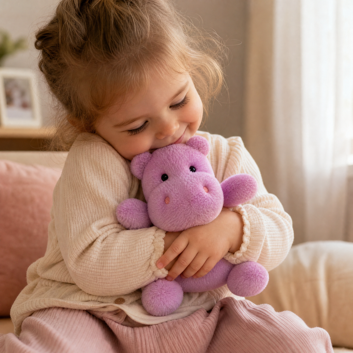 Peluche Ippopotamo Viola - Utilizzo cosy interno