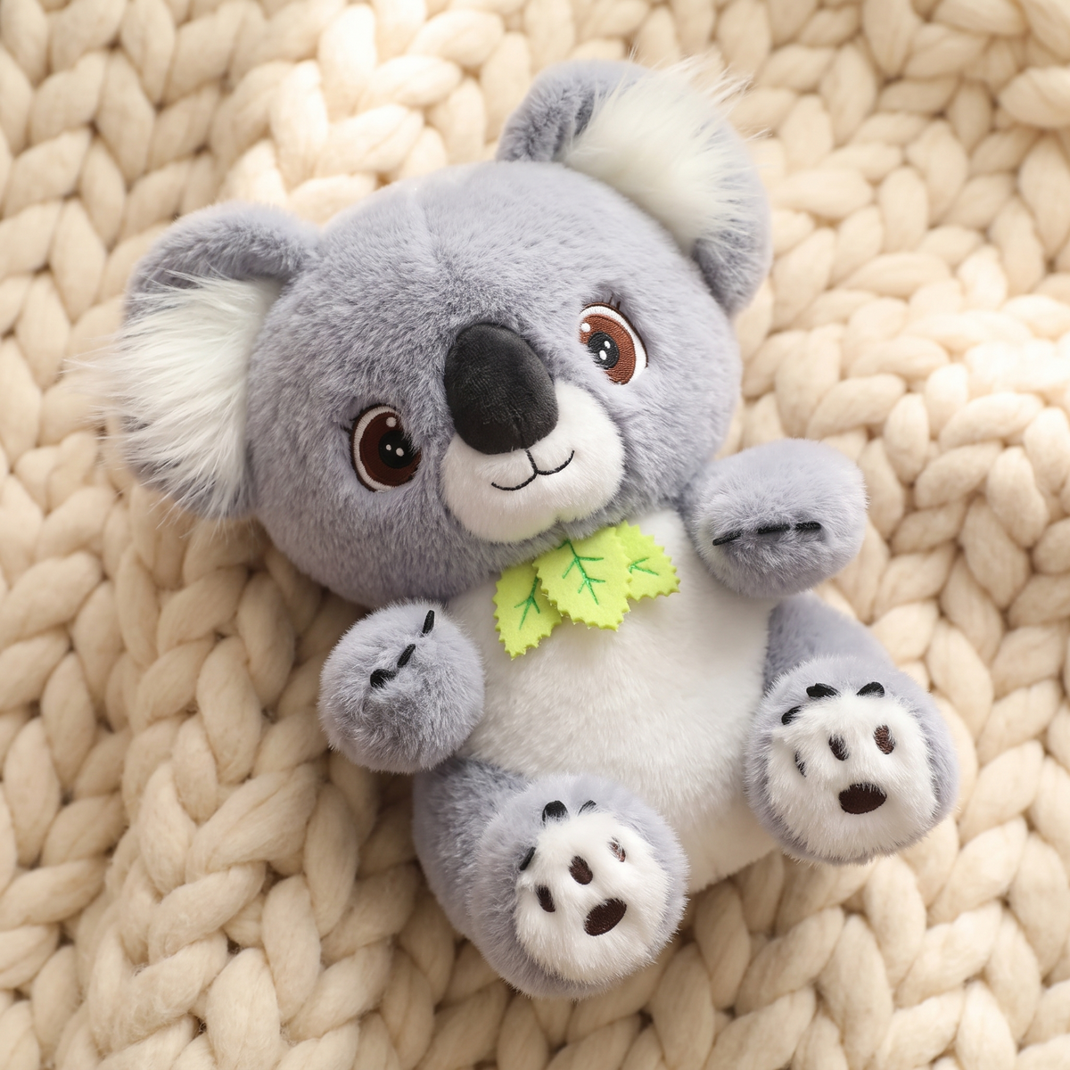 Peluche Koala Grigio con Foglia di Eucalipto - Dettaglio materiale