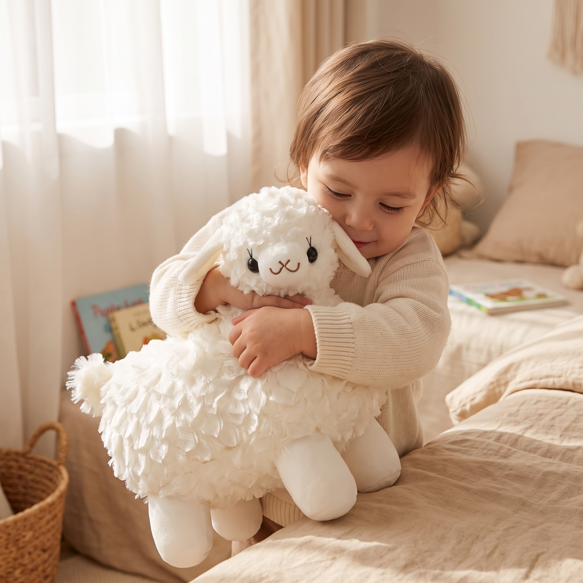 Peluche Lama Bebè Bianco Doudou 20cm - Utilizzo cosy in interno