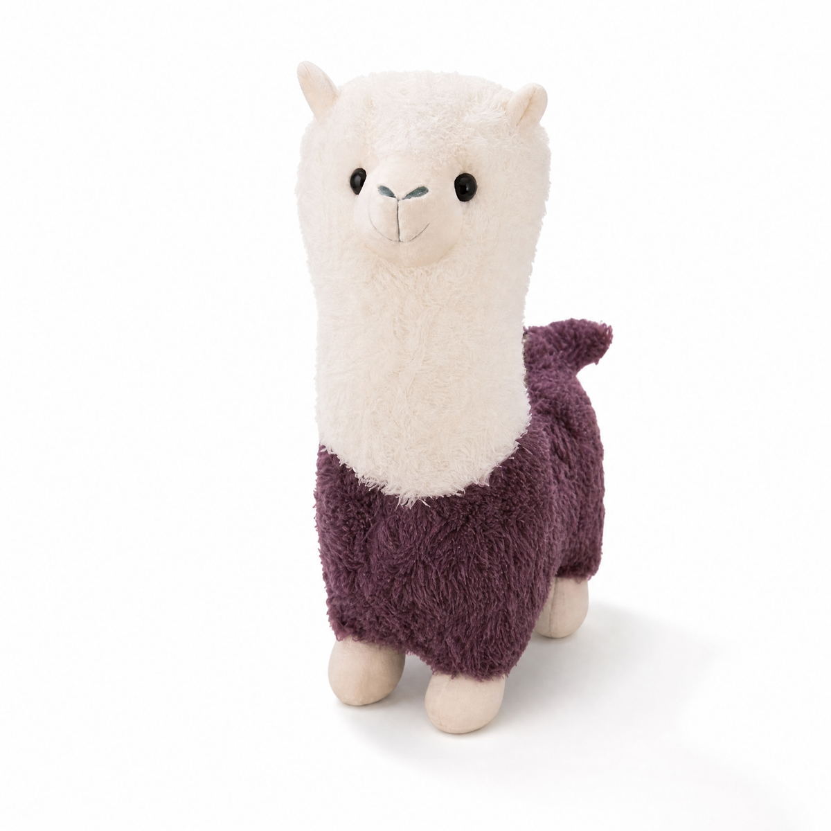 Peluche Lama Bicolore Viola e Crema 28cm - Sfondo bianco frontale