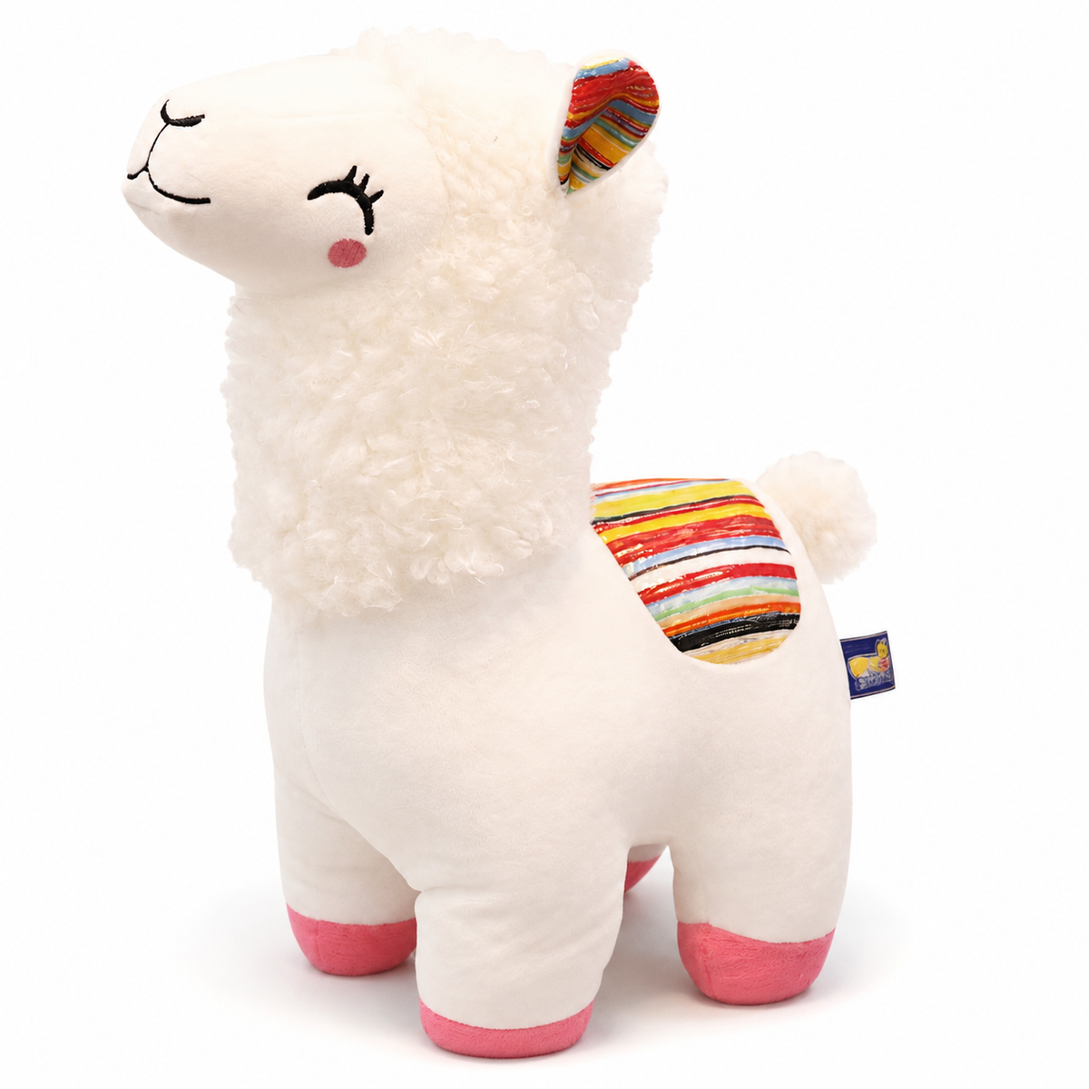 Peluche Lama Colorato con Criniera Riccia - Bianco