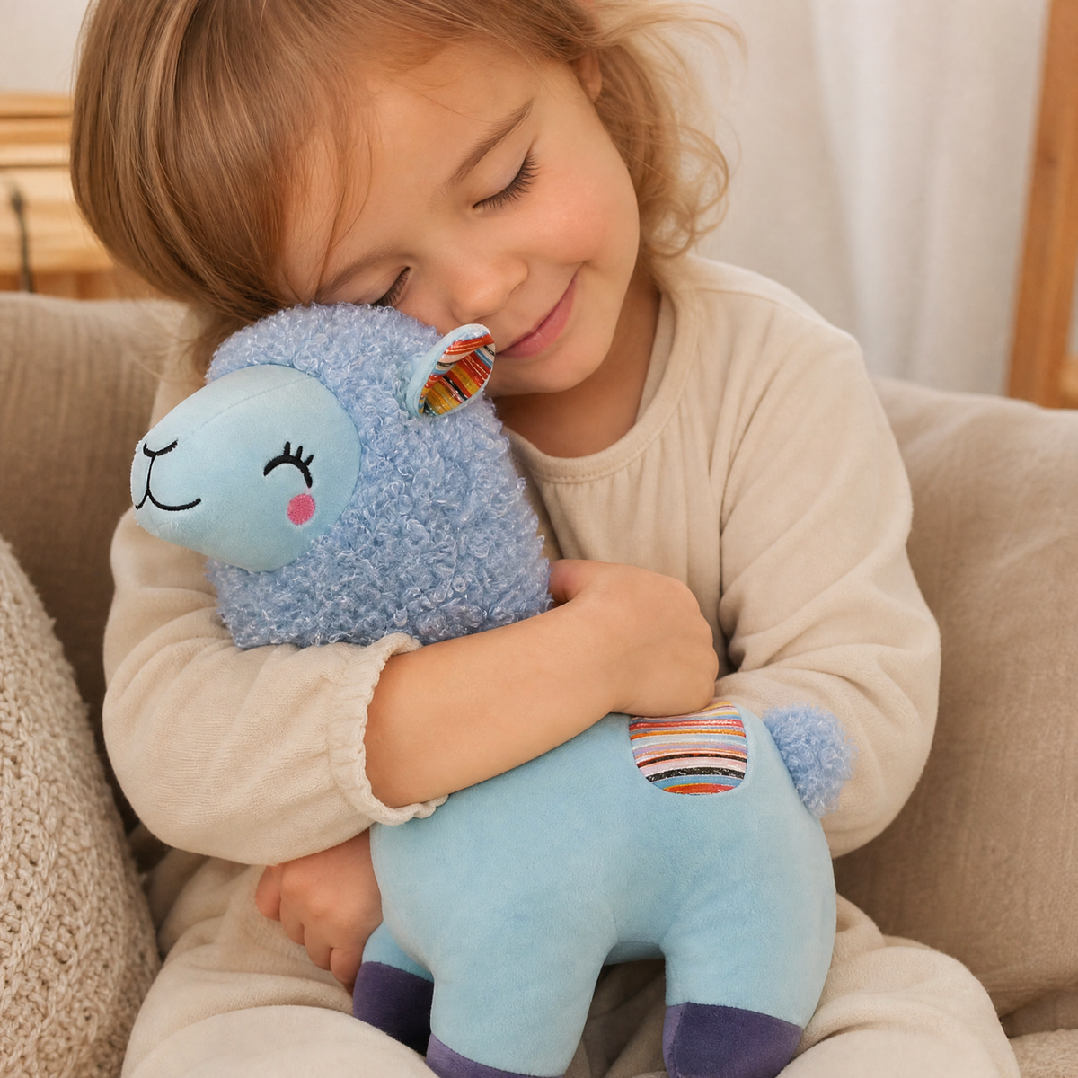 Peluche Lama Colorato con Criniera Riccia - Utilizzo cosy in interno
