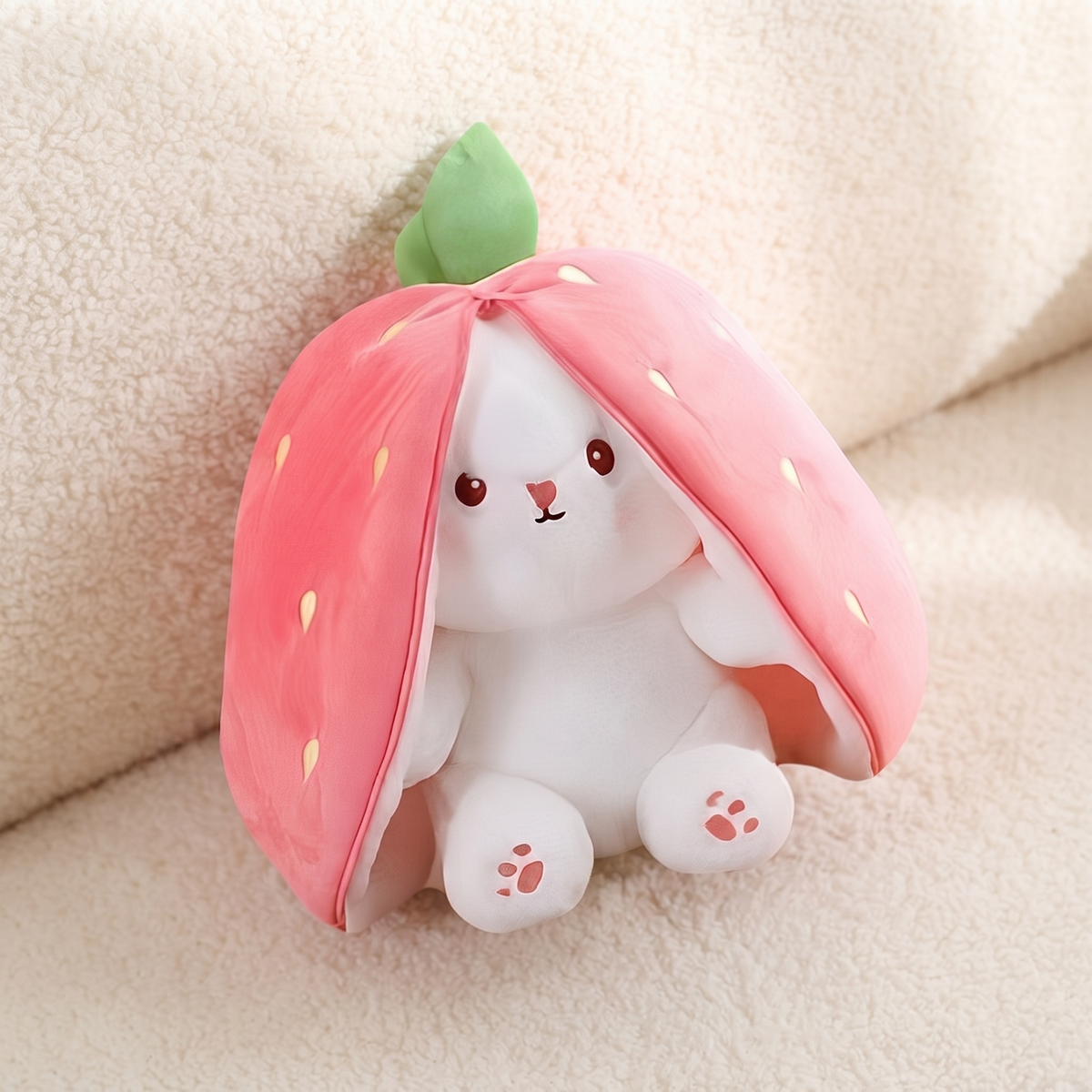 Peluche Coniglio Fragola Trasformabile 2 in 1 - Dettaglio materiale