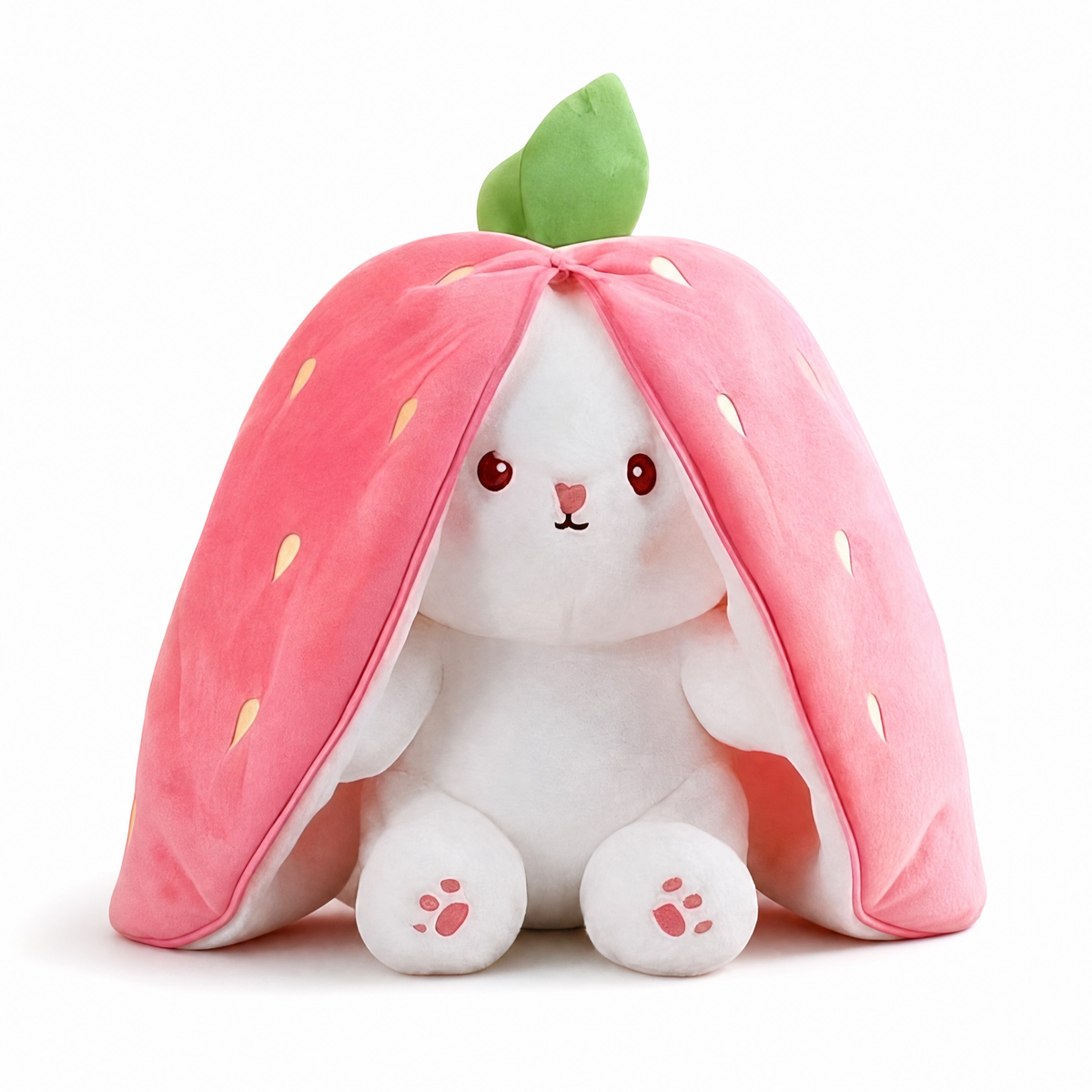 Peluche Coniglio Fragola Trasformabile 2 in 1 - Sfondo bianco frontale