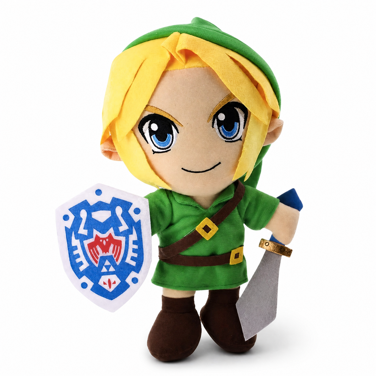 Peluche Link Zelda con Spada e Scudo - Sfondo bianco frontale