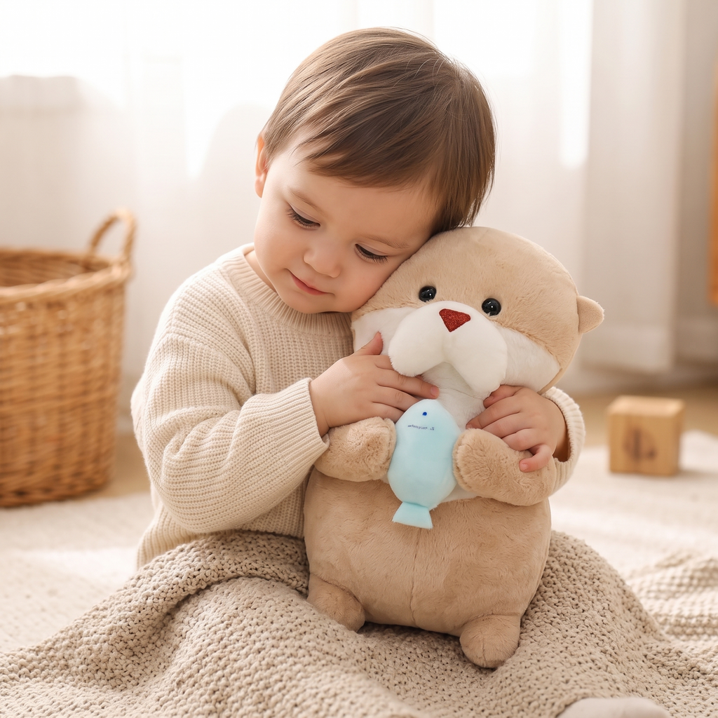 Peluche Lontra con Pesce - Utilizzo accogliente in interni