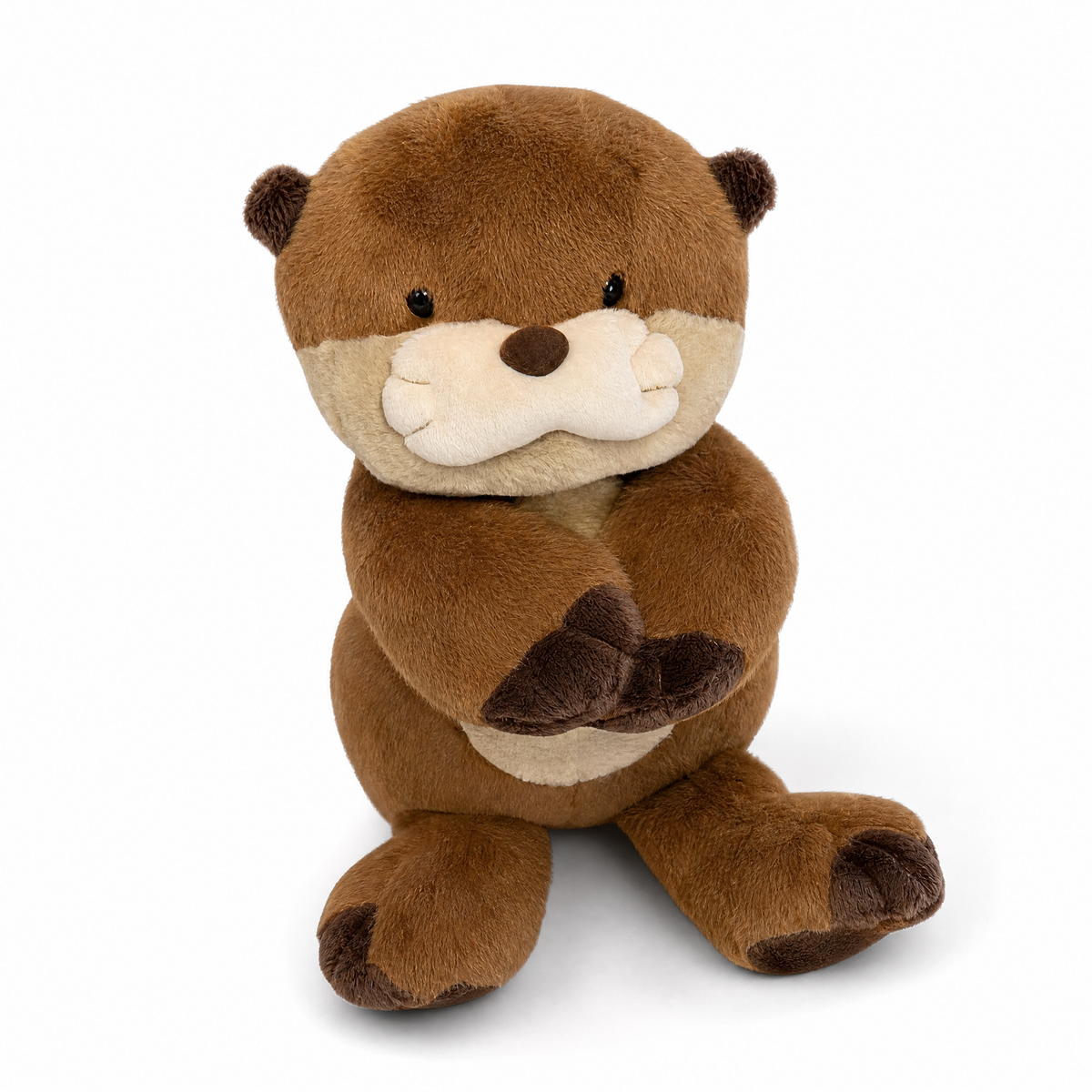 Peluche Lontra Realistica Marrone 27 cm - Sfondo bianco frontale
