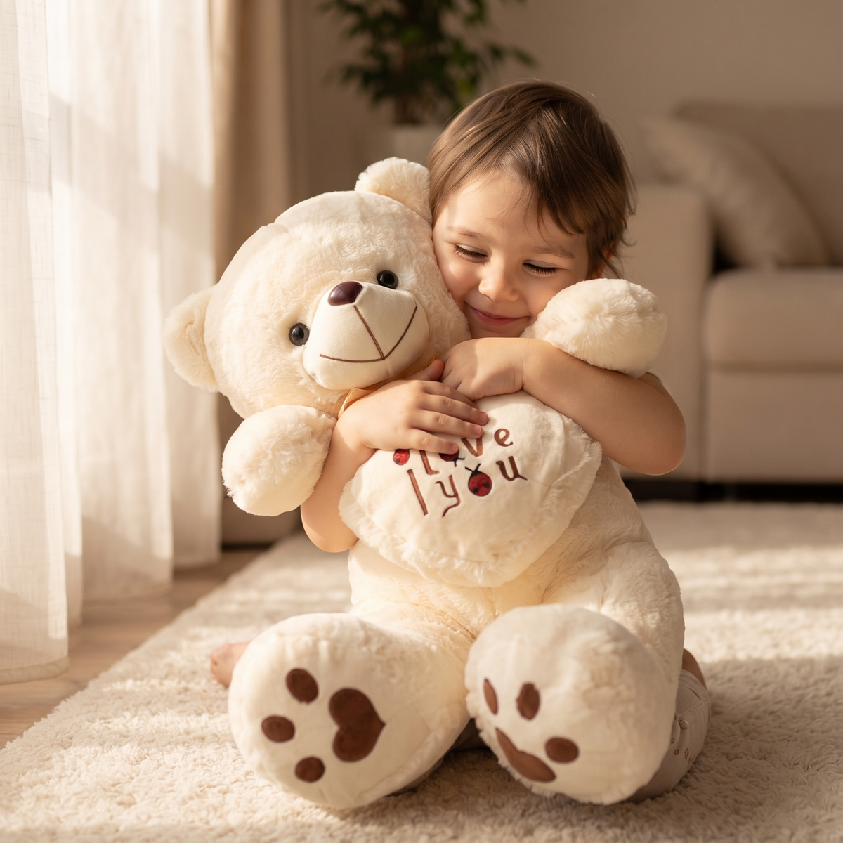 Peluche Orso Cuore I Love You 50-70cm - utilizzo accogliente in casa