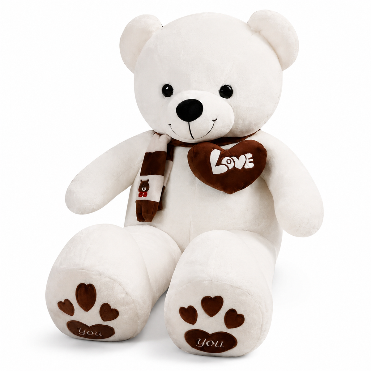 Peluche Orso Gigante Bianco Cuore Love - 100cm · 80cm