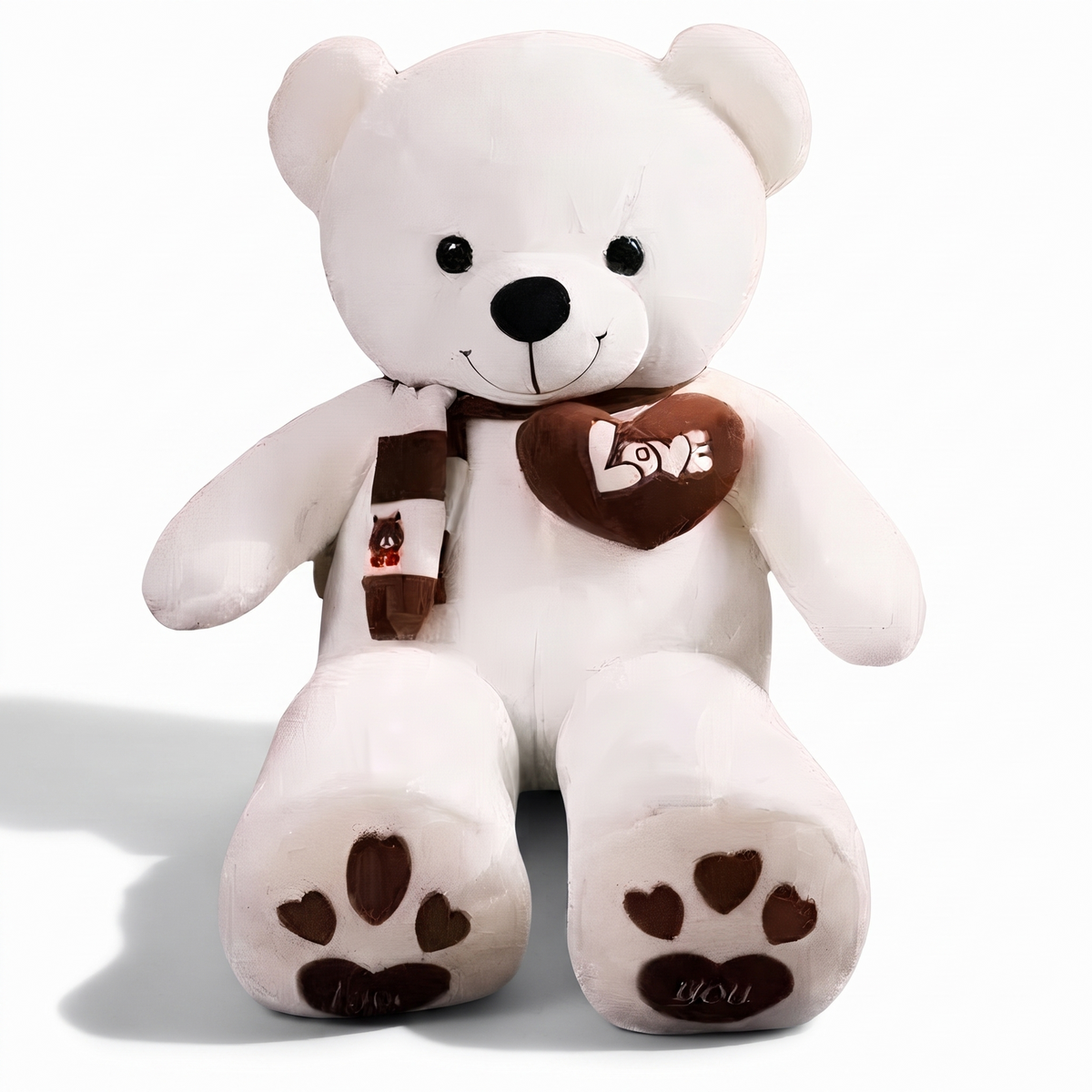 Peluche Orso Gigante Bianco Cuore Love - sfondo bianco frontale