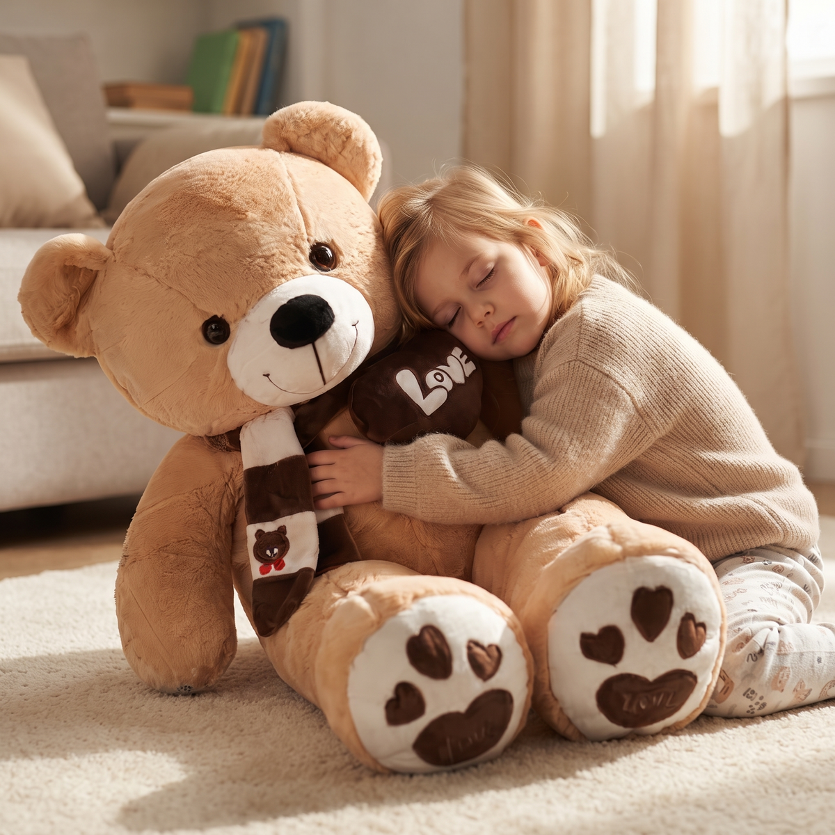Peluche Orso Gigante Beige Cuore Love - Utilizzo cosy interno