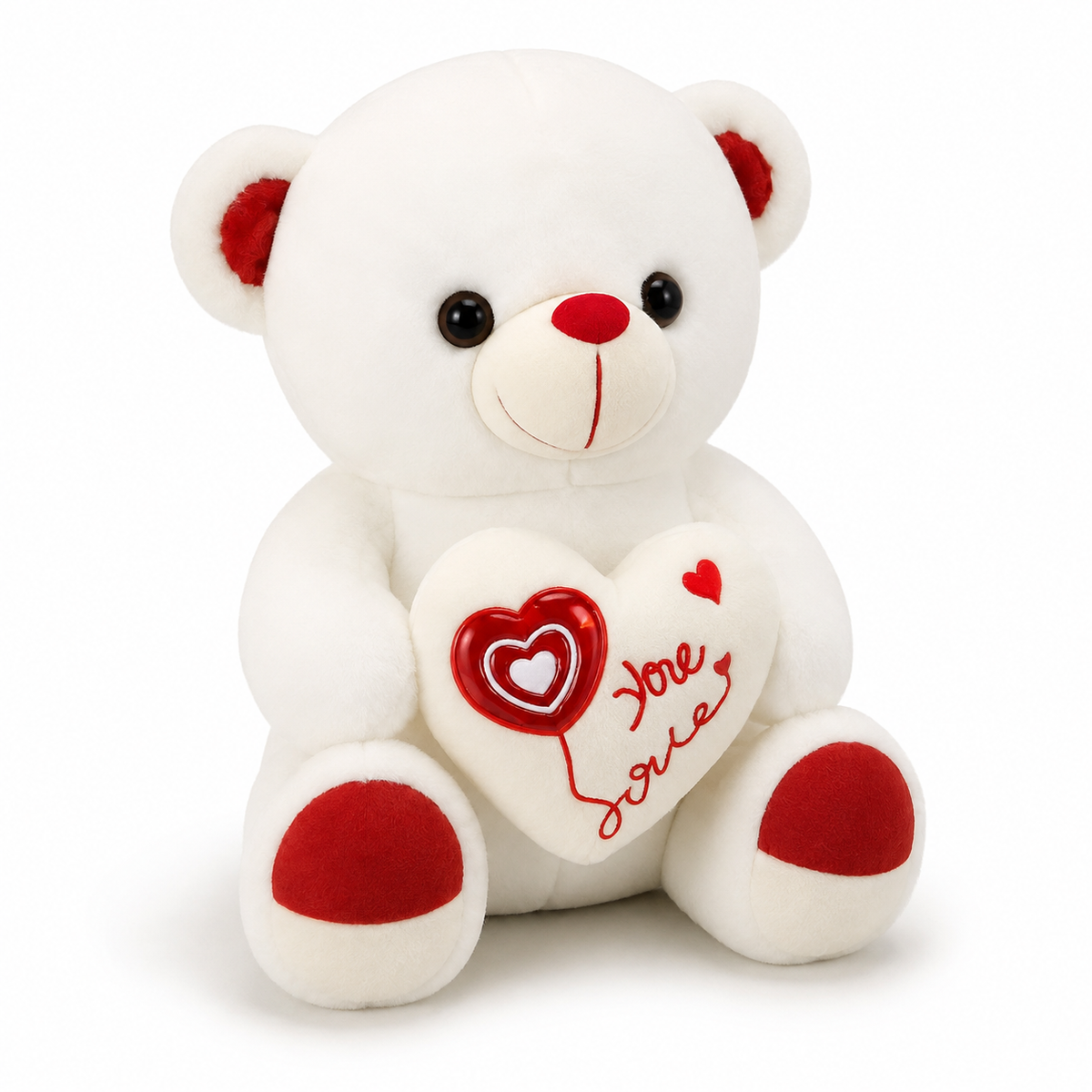 Peluche orsetto San Valentino bianco con cuore Love - 40cm · 50-cm · 60cm