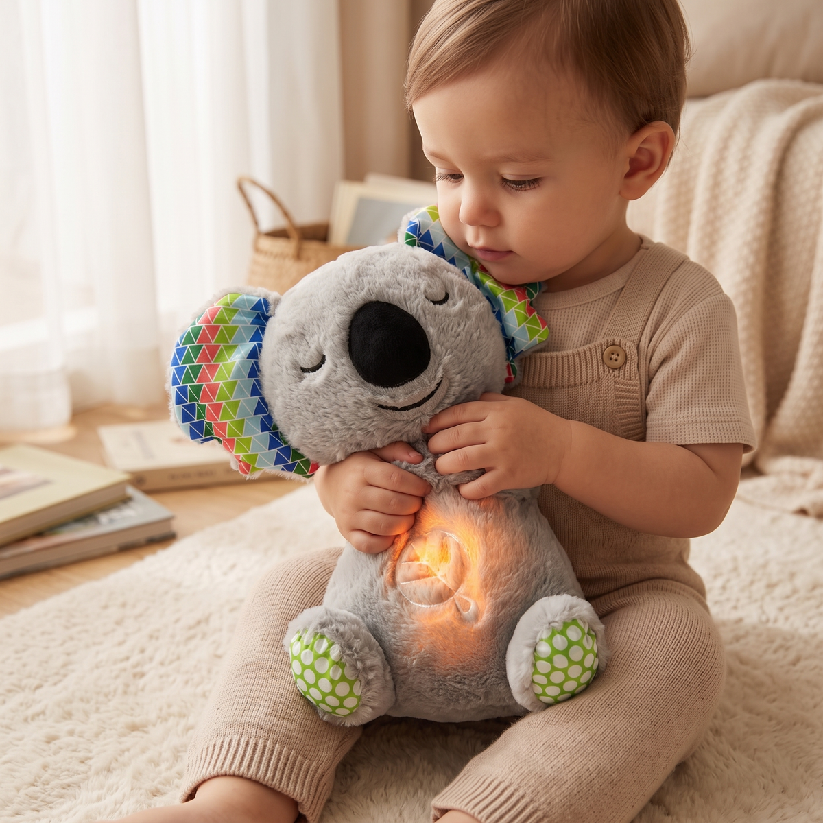 Peluche che Respira Koala Grigio con Funzione Rilassante - Utilizzo cosy interno