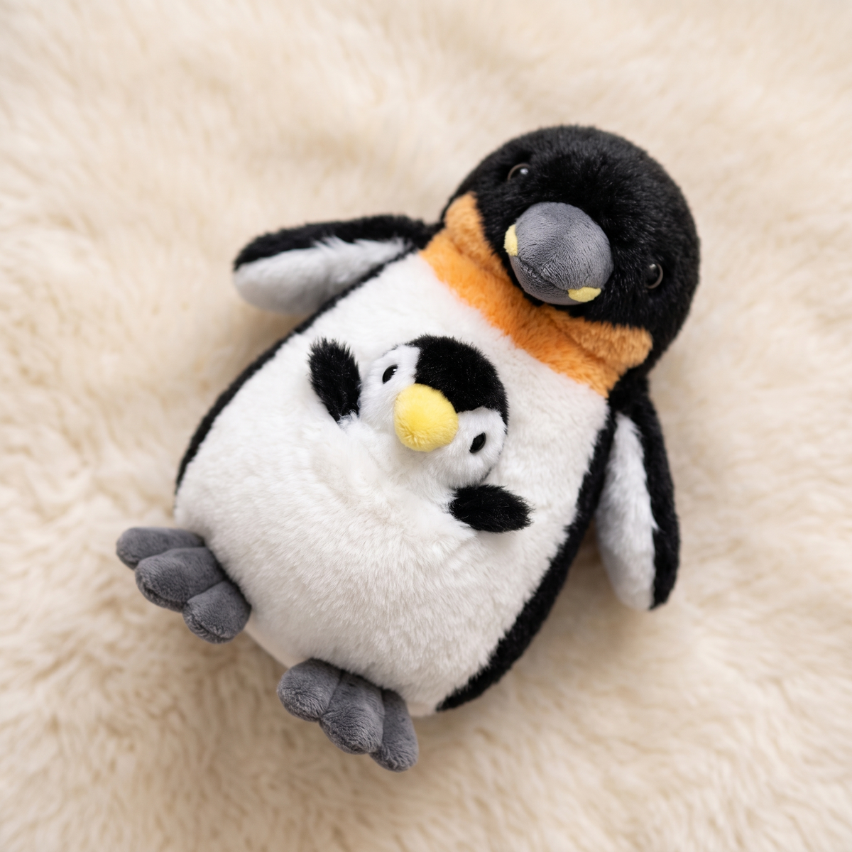 Peluche Famiglia di Pinguini Mamma e Cucciolo - Dettaglio del materiale