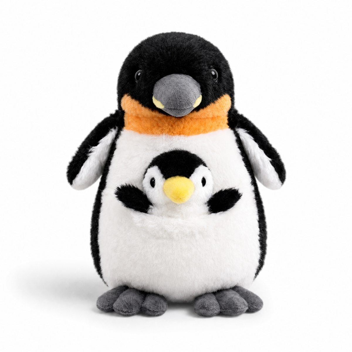 Peluche Famiglia di Pinguini Mamma e Cucciolo - Sfondo bianco frontale