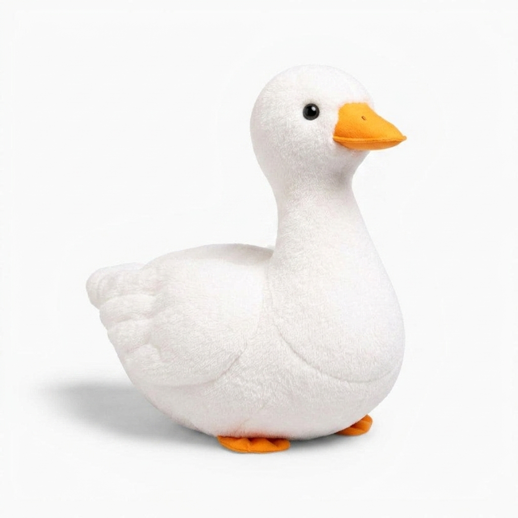 Peluche Anatra Bianca Realistica - Sfondo bianco angolato