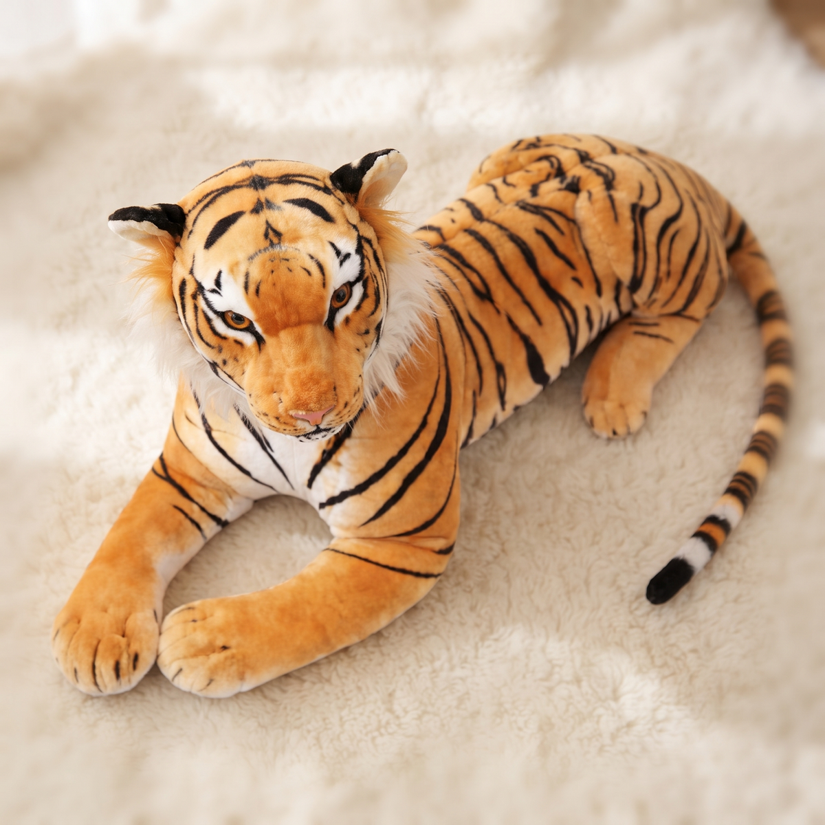 Peluche Tigre Gigante Realistica Sdraiata - dettaglio materiale
