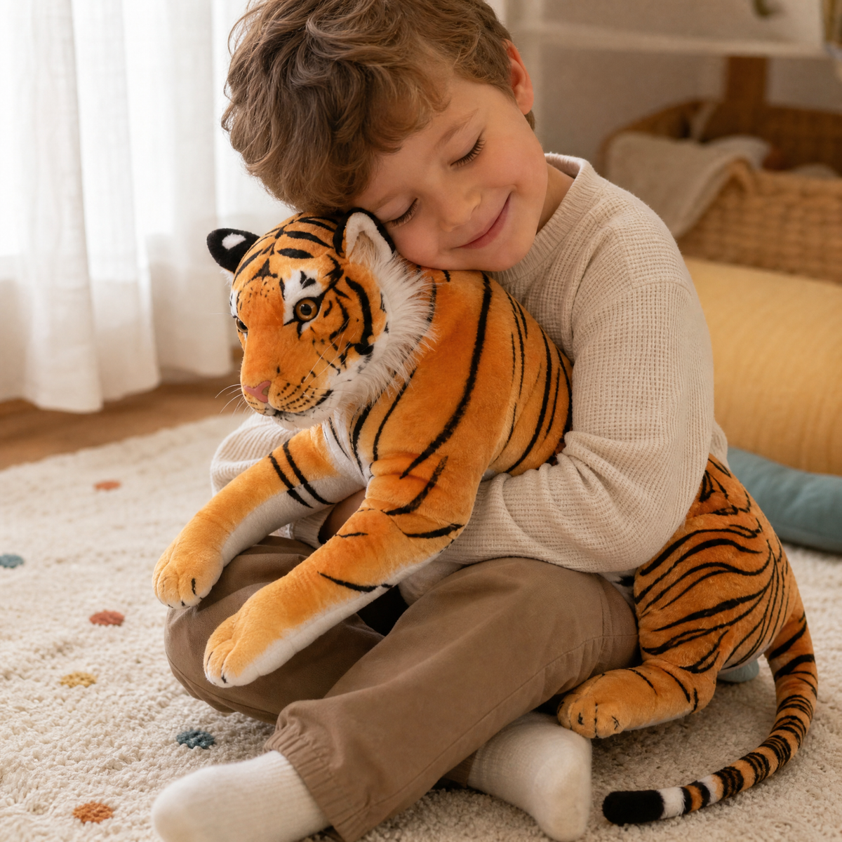 Peluche Tigre Gigante Realistica Sdraiata - utilizzo accogliente in casa
