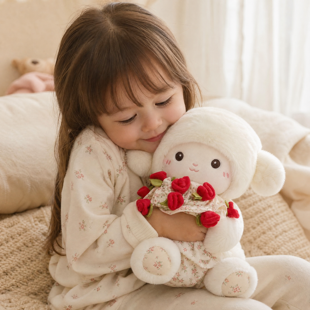 Peluche Pecora San Valentino con Bouquet di Rose - Utilizzo cosy in interno