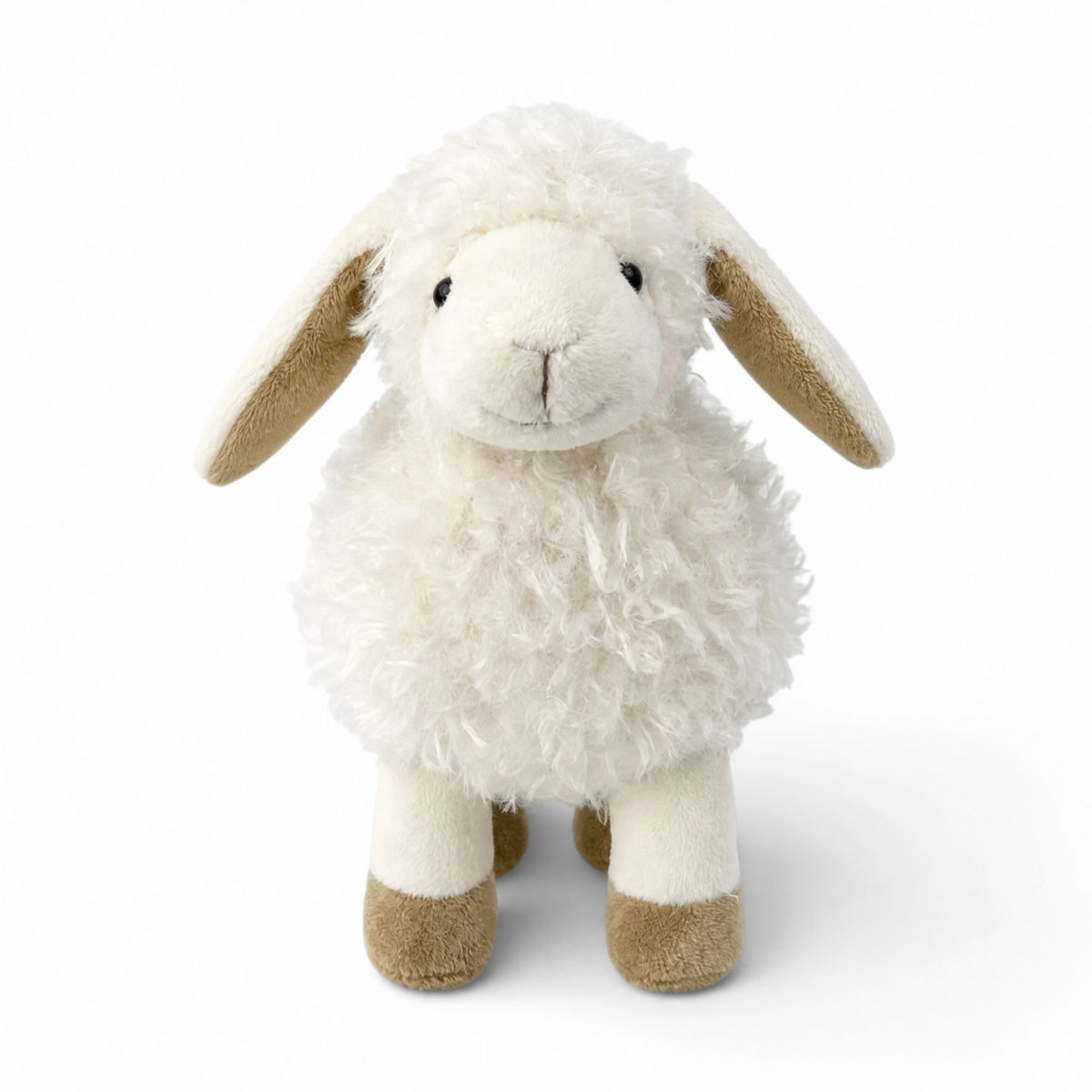 Peluche Pecora Bianca dalle Orecchie Lunghe - Sfondo bianco frontale