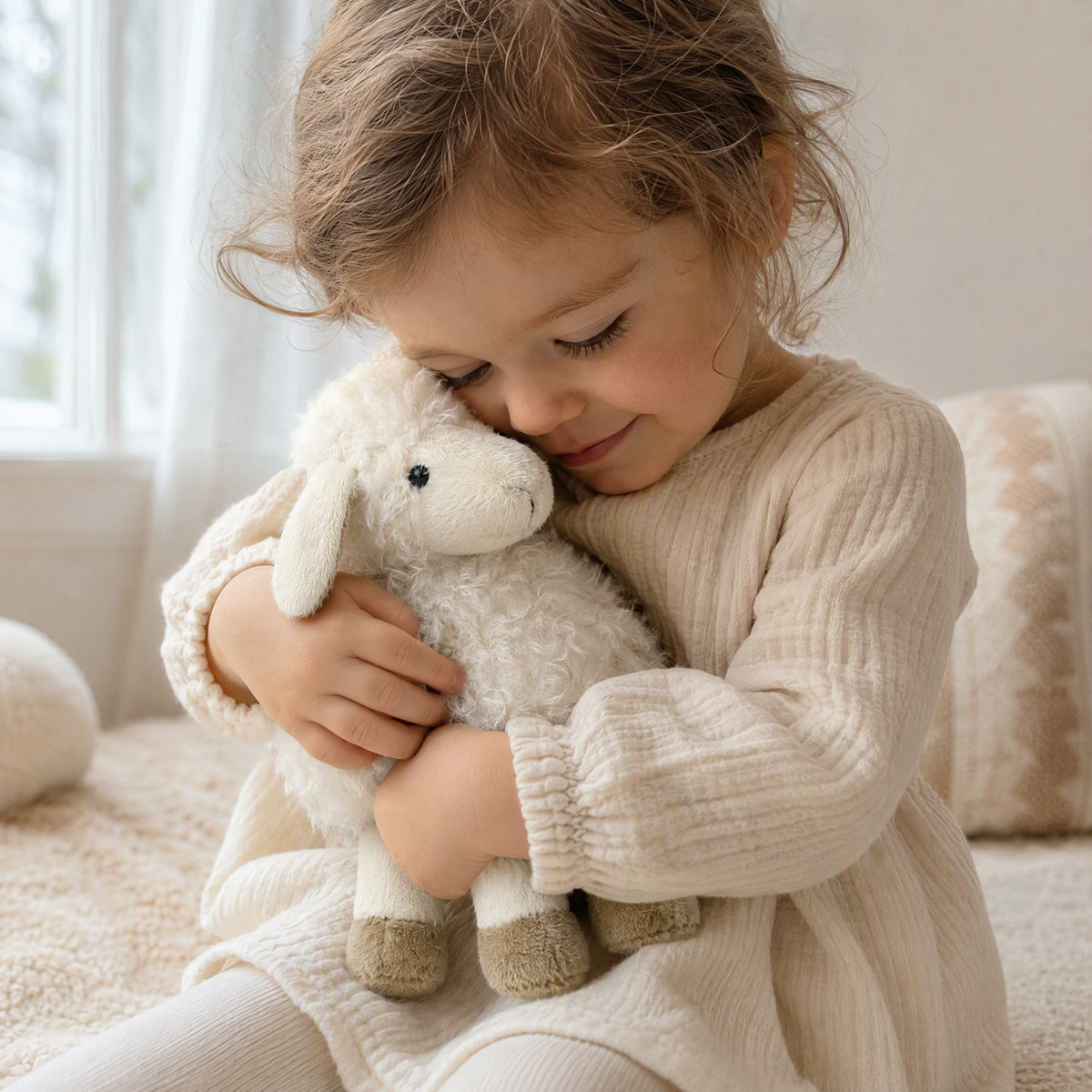 Peluche Pecora Bianca dalle Orecchie Lunghe - Utilizzo cosy in interno