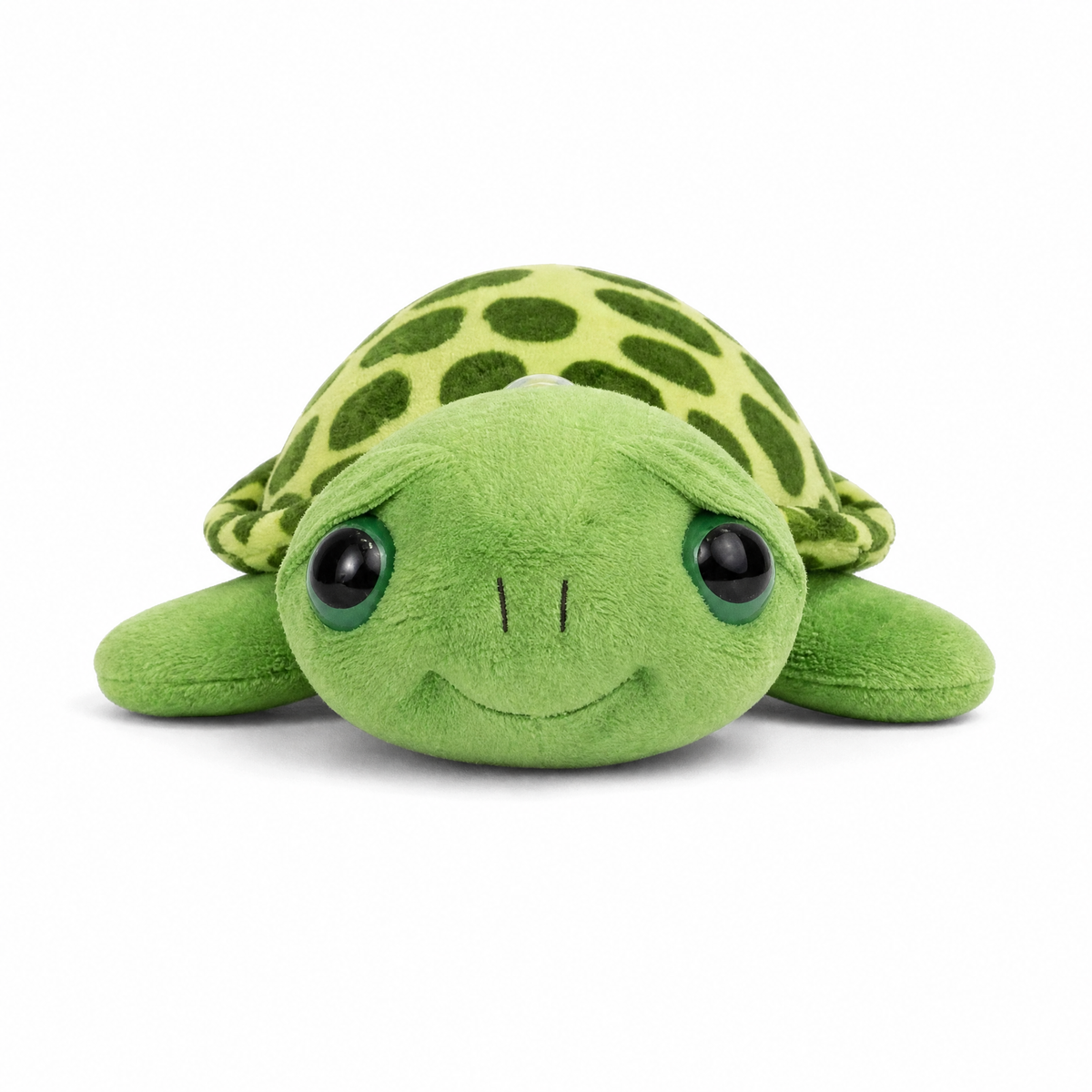 Peluche Tartaruga dai Grandi Occhi Verdi - Sfondo bianco frontale
