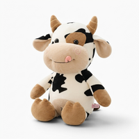 Peluche Mucca Bianca e Nera in Cotone Morbido - Sfondo bianco angolato