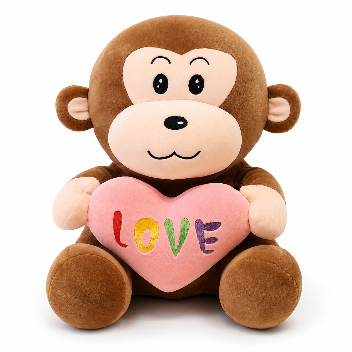 Scimmia di peluche con cuore Love - Marrone