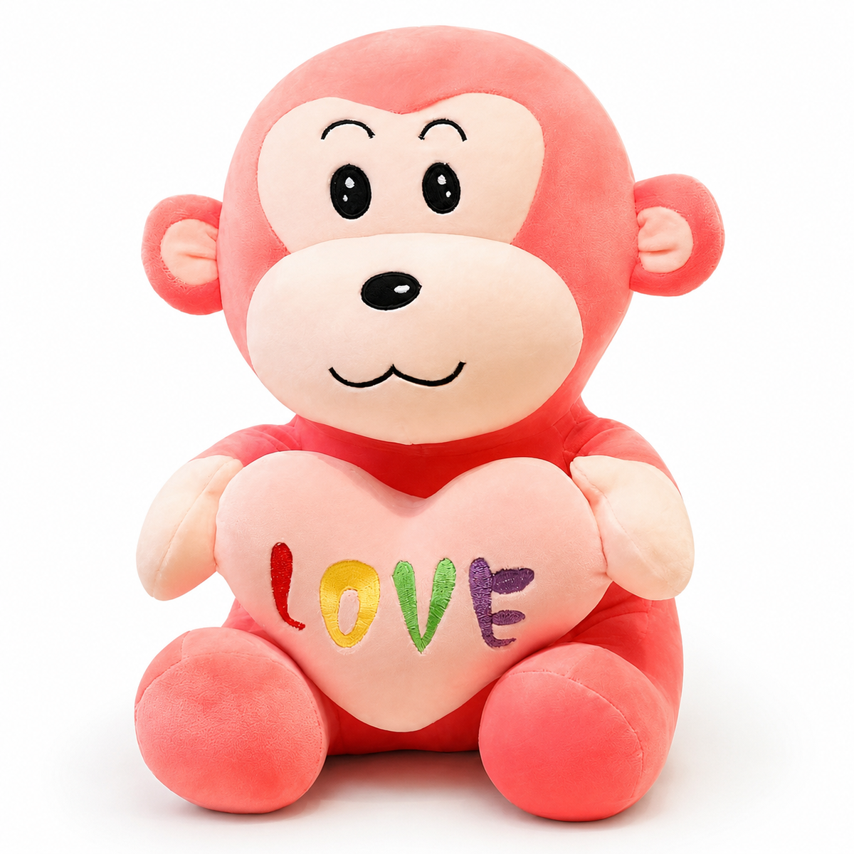Scimmia di peluche con cuore Love - Rosa