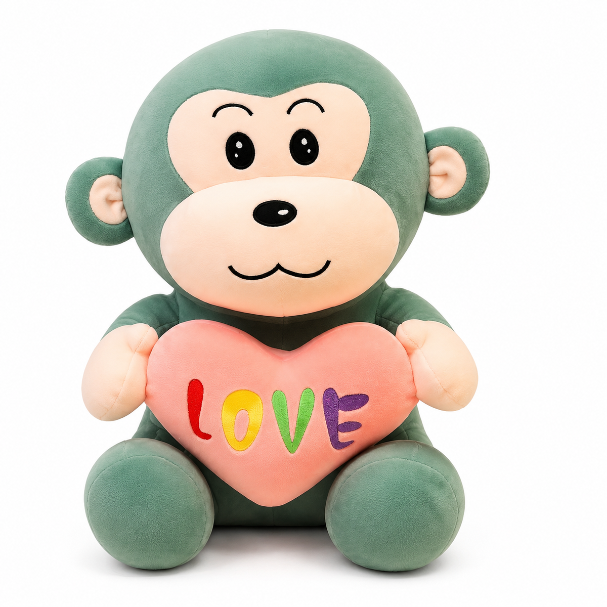 Scimmia di peluche con cuore Love - Verde