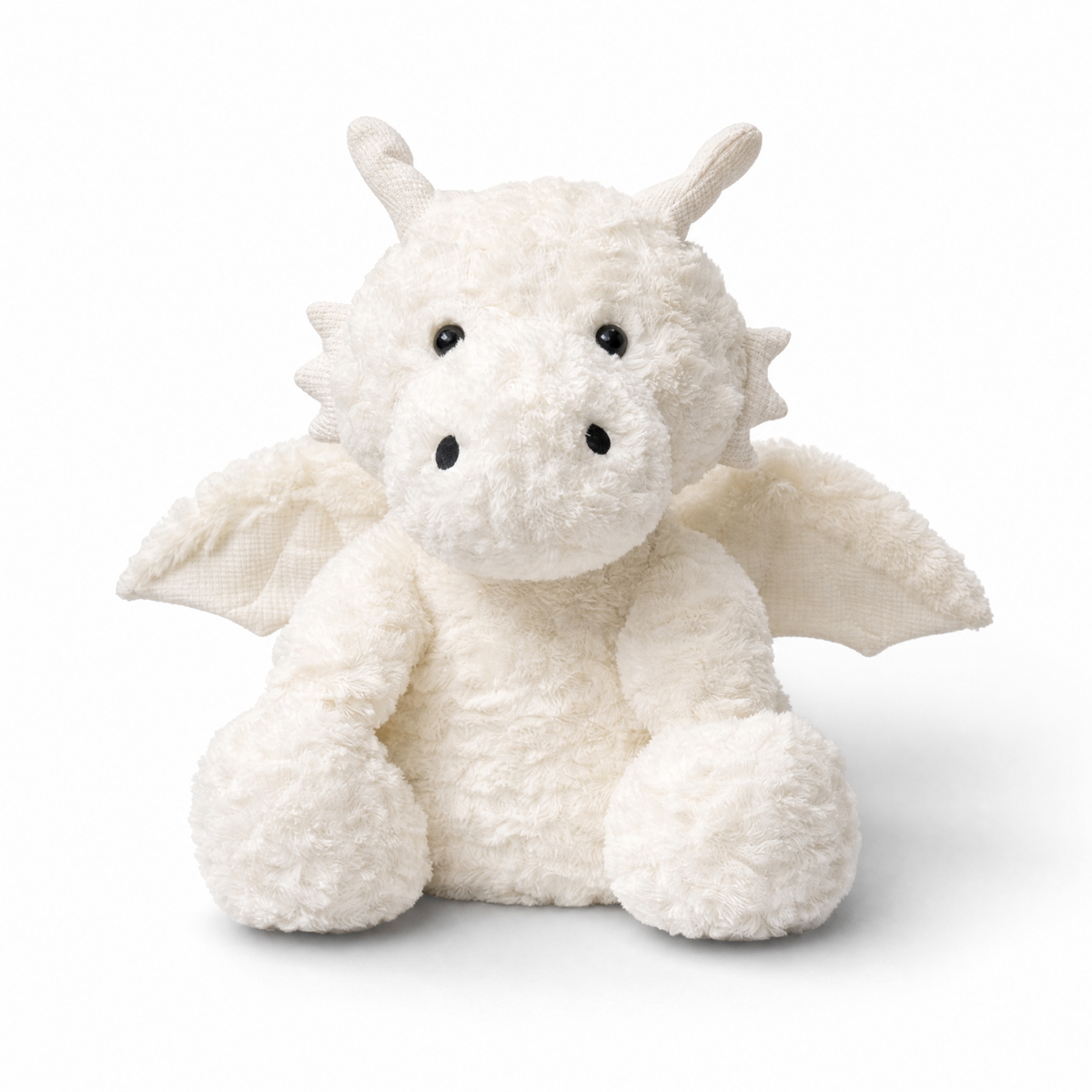 Peluche drago bianco con ali - Sfondo bianco frontale